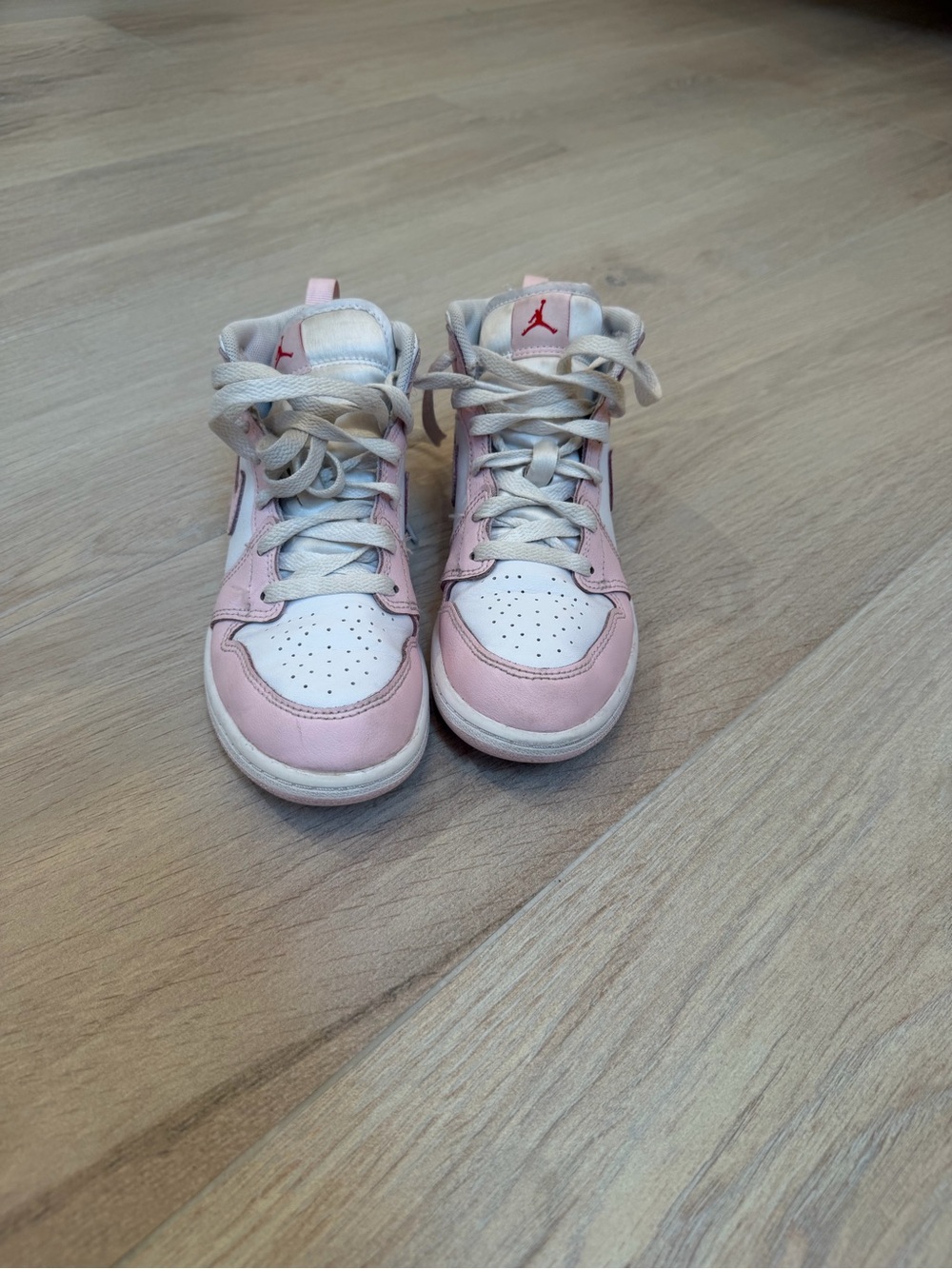 Nike Jordans Kids Pink and White High-Top Sneakers